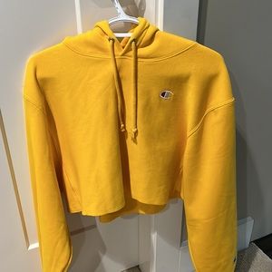 yellow champion cropped hoodie